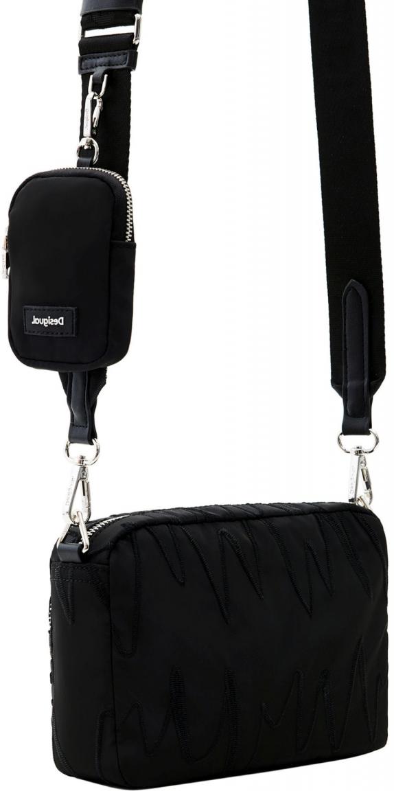 Desigual kompakte Damentasche schwarz Cambridge Ziernähte
