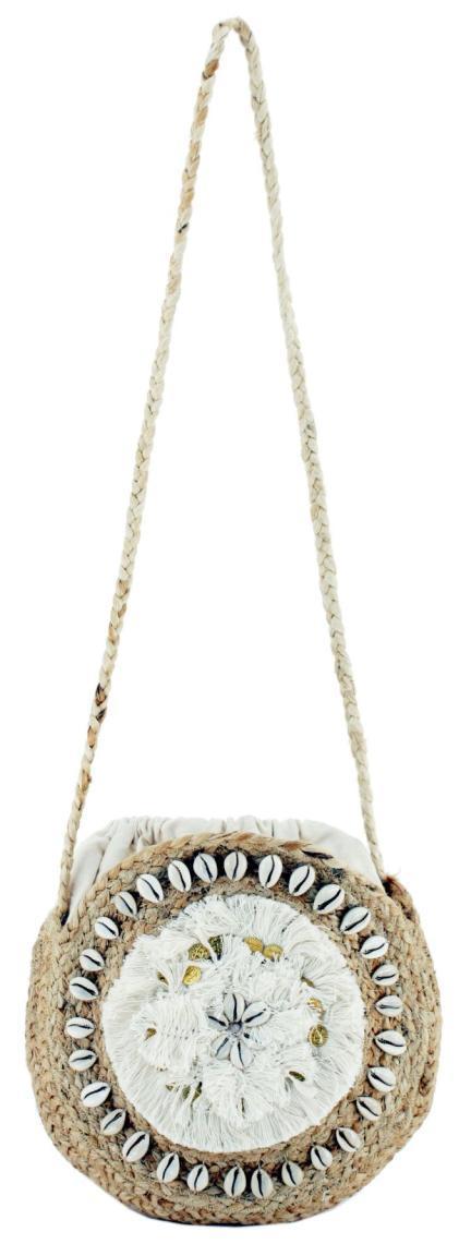 Desigual runde Korbtasche Jute Desigual Tulum Rounded Fransen Muscheln