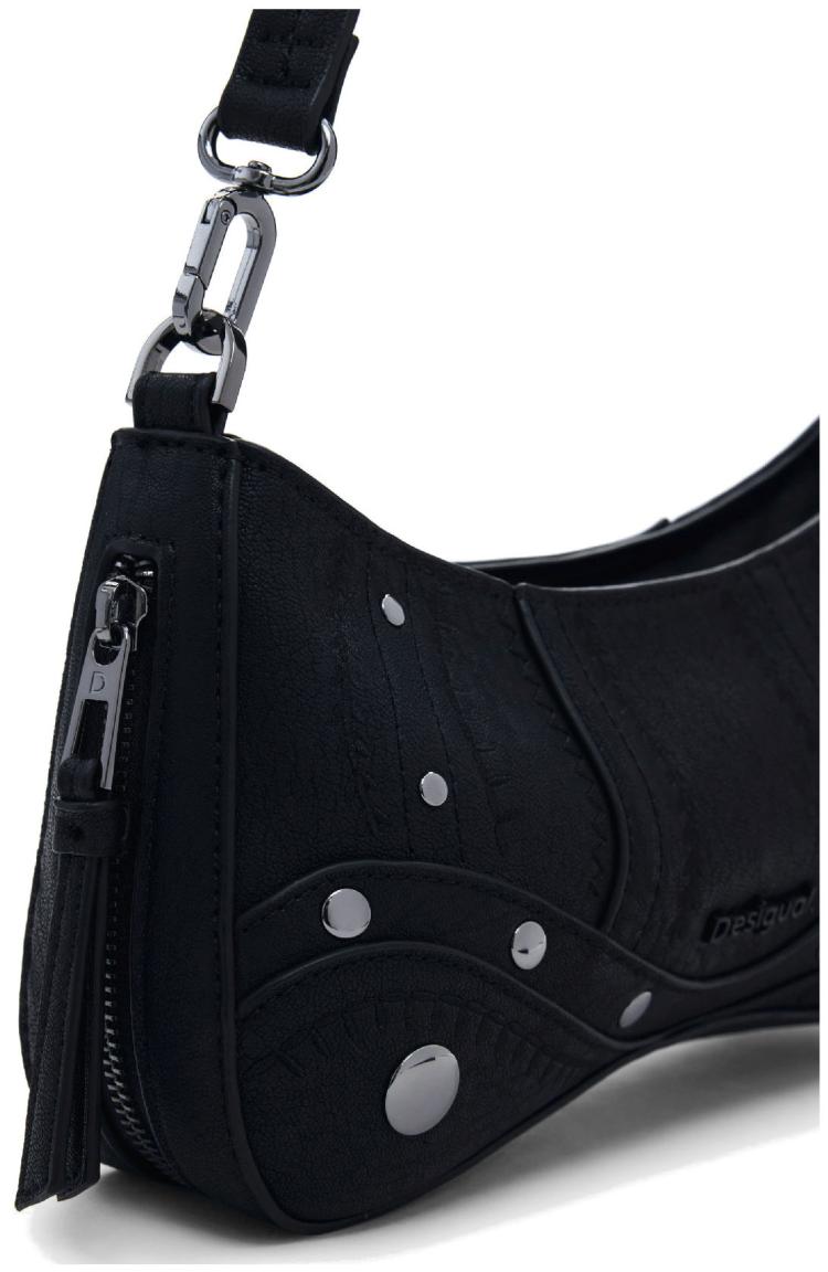 Desigual schwarz Alsacia Embro Patch Umhängetasche klein bestickt Nieten