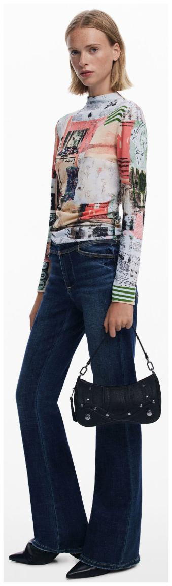 Desigual schwarz Alsacia Embro Patch Umhängetasche klein bestickt Nieten