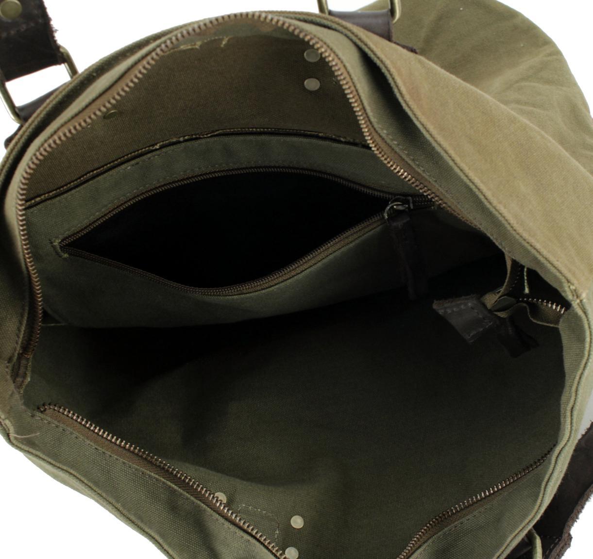 Doppelgriff Umhängetasche Khaki green Harbour2nd Pauli Canvas Used Look