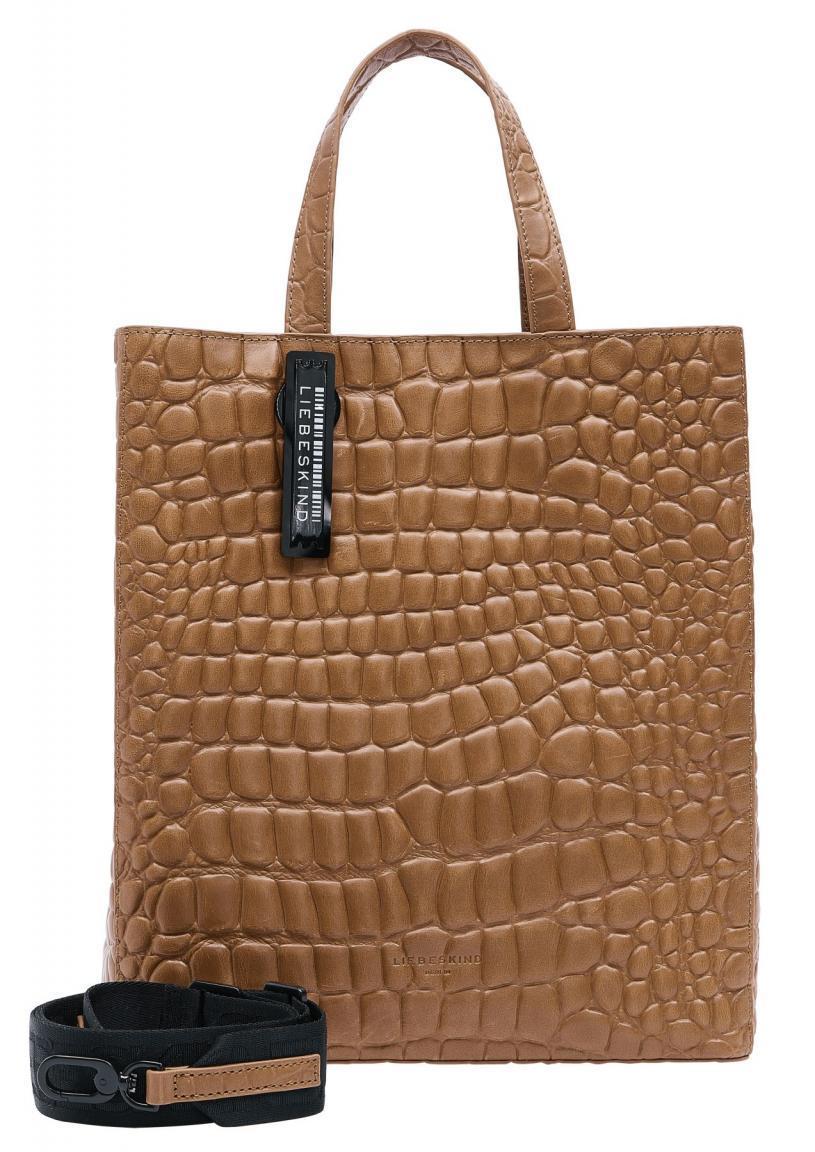 Doppelgrifftasche Liebeskind Tote Paperbag M Golden Amber Reptilprägung