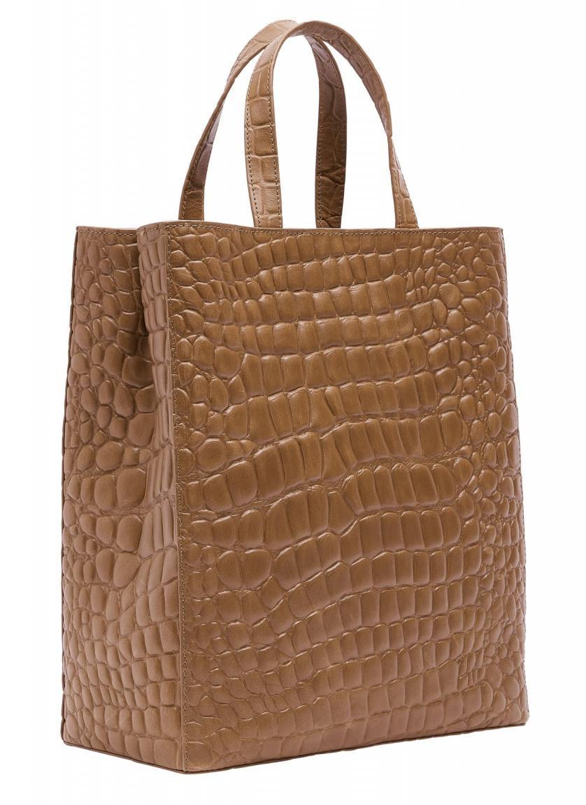 Doppelgrifftasche Liebeskind Tote Paperbag M Golden Amber Reptilprägung