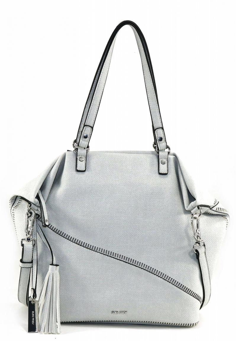 Doppelhenkeltasche Suri Frey Tilly Grau Weiß Weboptik