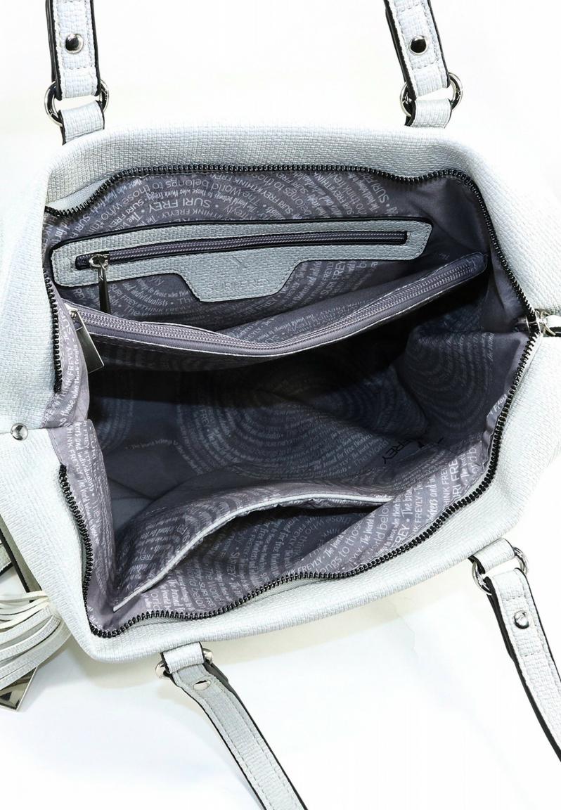 Doppelhenkeltasche Suri Frey Tilly Grau Weiß Weboptik