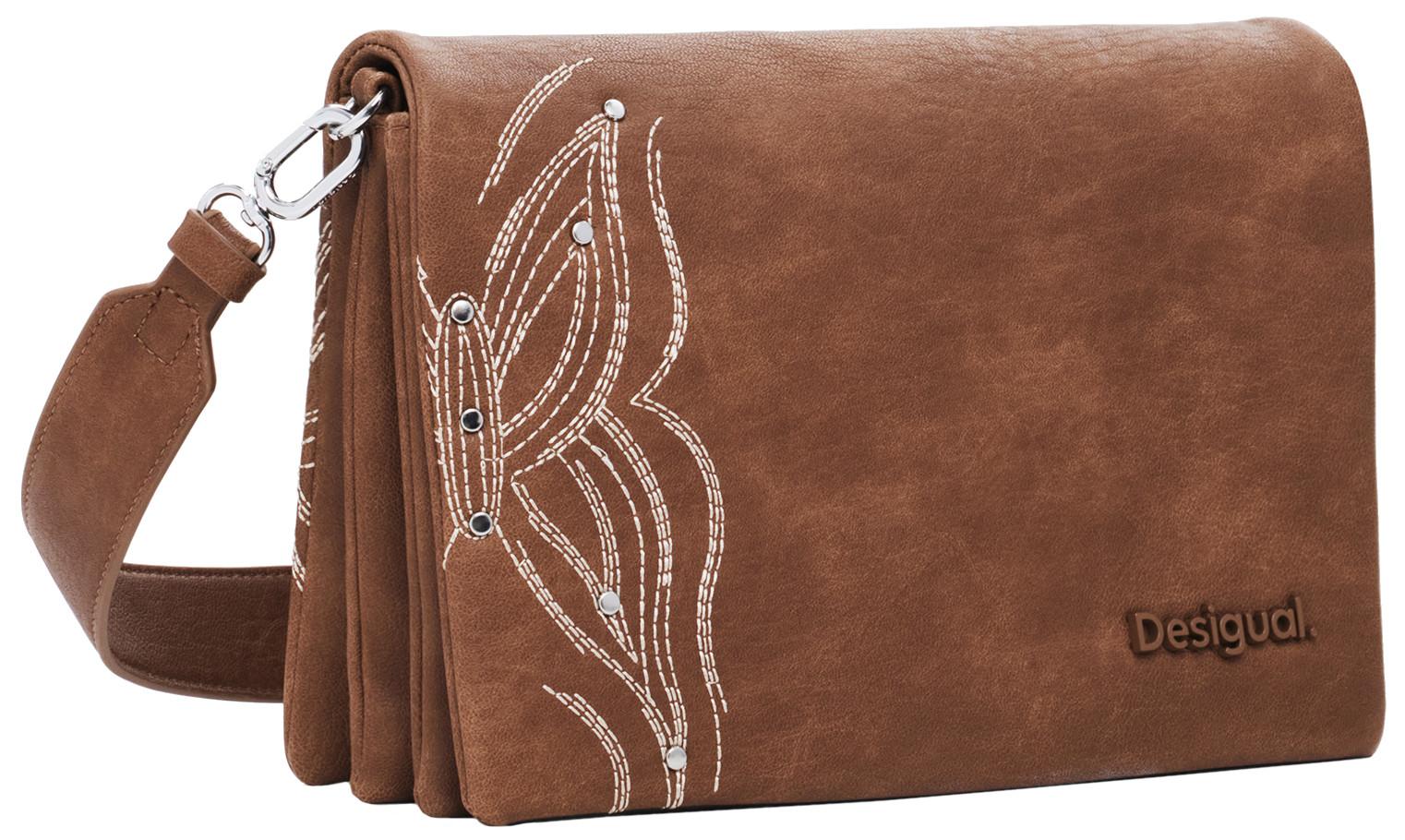 Dormtund Flap 2.0 Überschlagtasche Desigual braun bestickt Nieten Goodall