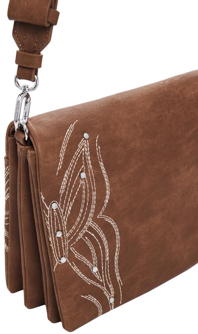 Dormtund Flap 2.0 Überschlagtasche Desigual braun bestickt Nieten Goodall
