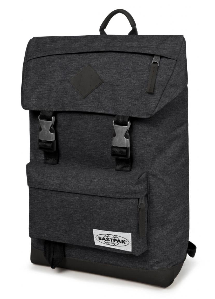 Eastpak Rowlo Schulrucksack mit schwarzem Leder into black yarn