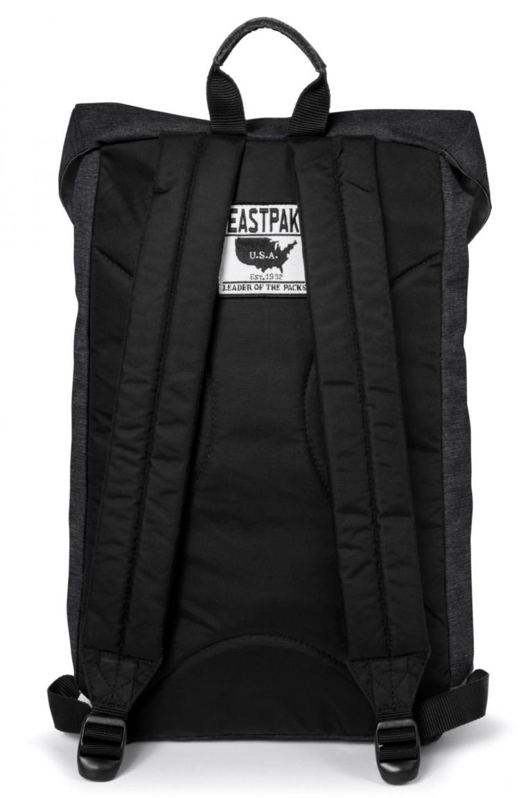 Eastpak Rowlo Schulrucksack mit schwarzem Leder into black yarn