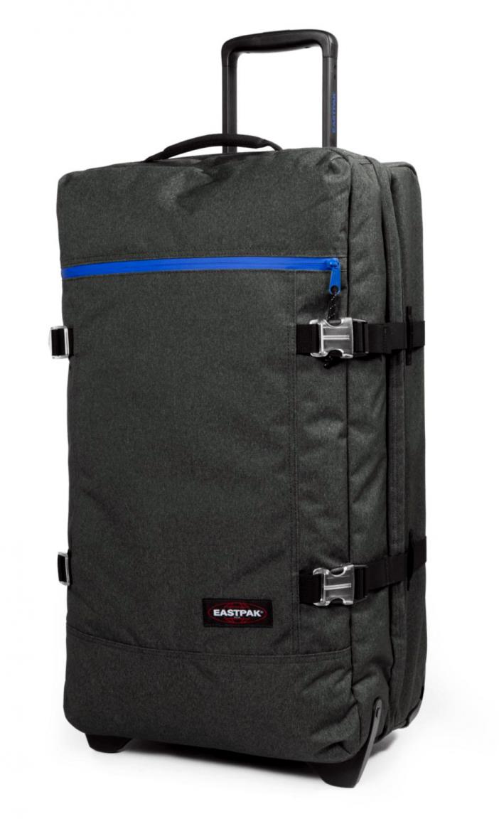 Eastpak Transverz M Koffer grau mit blauem Reißverschluss