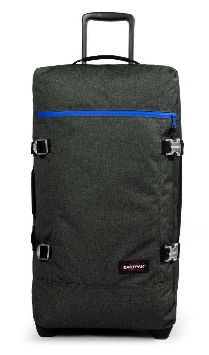 Eastpak Transverz M Koffer grau mit blauem Reißverschluss