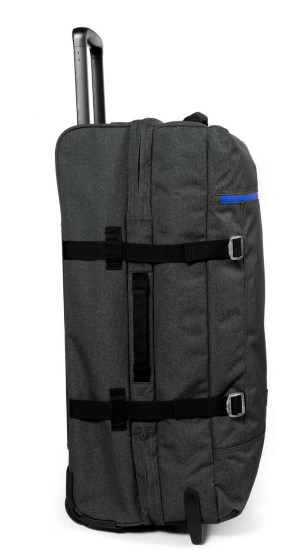 Eastpak Transverz M Koffer grau mit blauem Reißverschluss