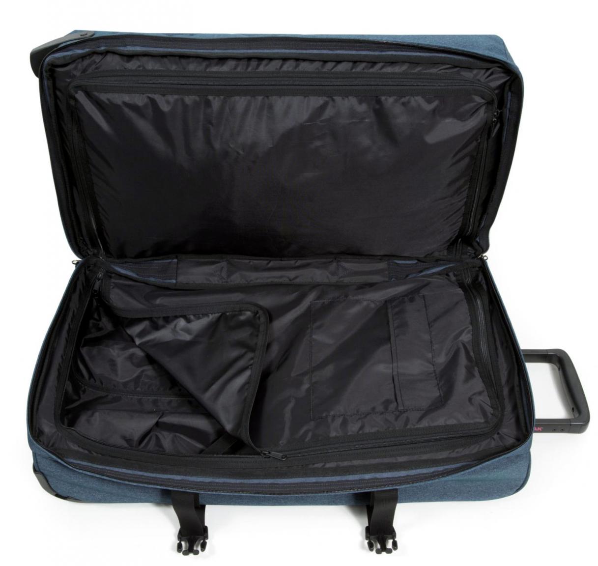 Eastpak Transverz M Koffer grau mit blauem Reißverschluss