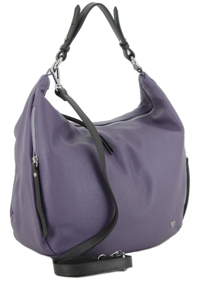 Echtleder Schultertasche genarbt Caleidos Lavender lila