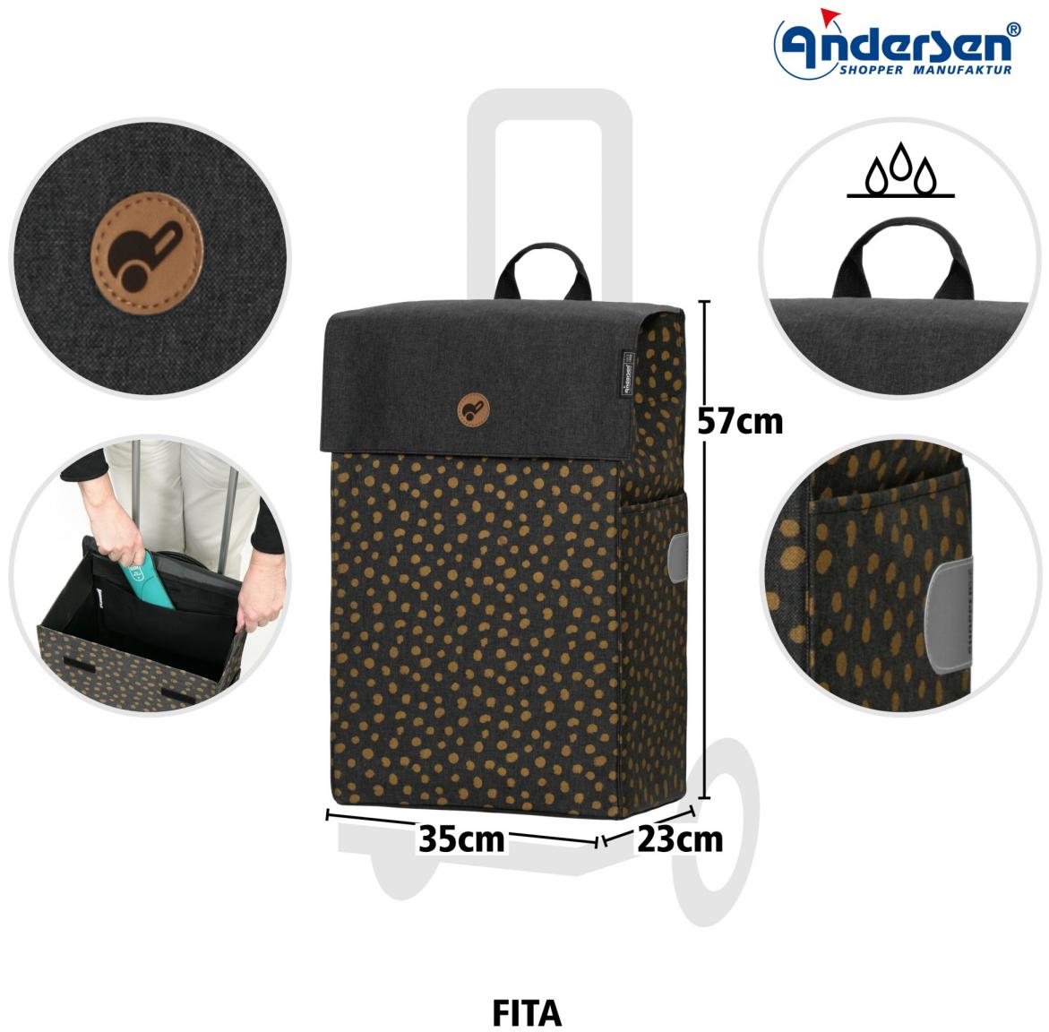 Einkaufstasche Fita schwarz Punkte Andersen Shopper 