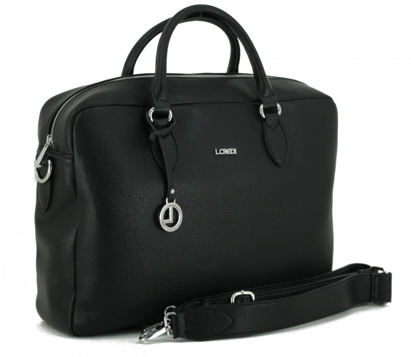 Ella L.Credi Schwarz Bürotasche abnehmbarer Anhänger
