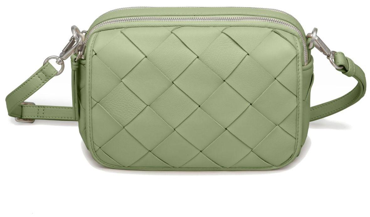 Emily Weave Matcha Les Visionnaires Crossbody Bag olivgrün Flechtdesign