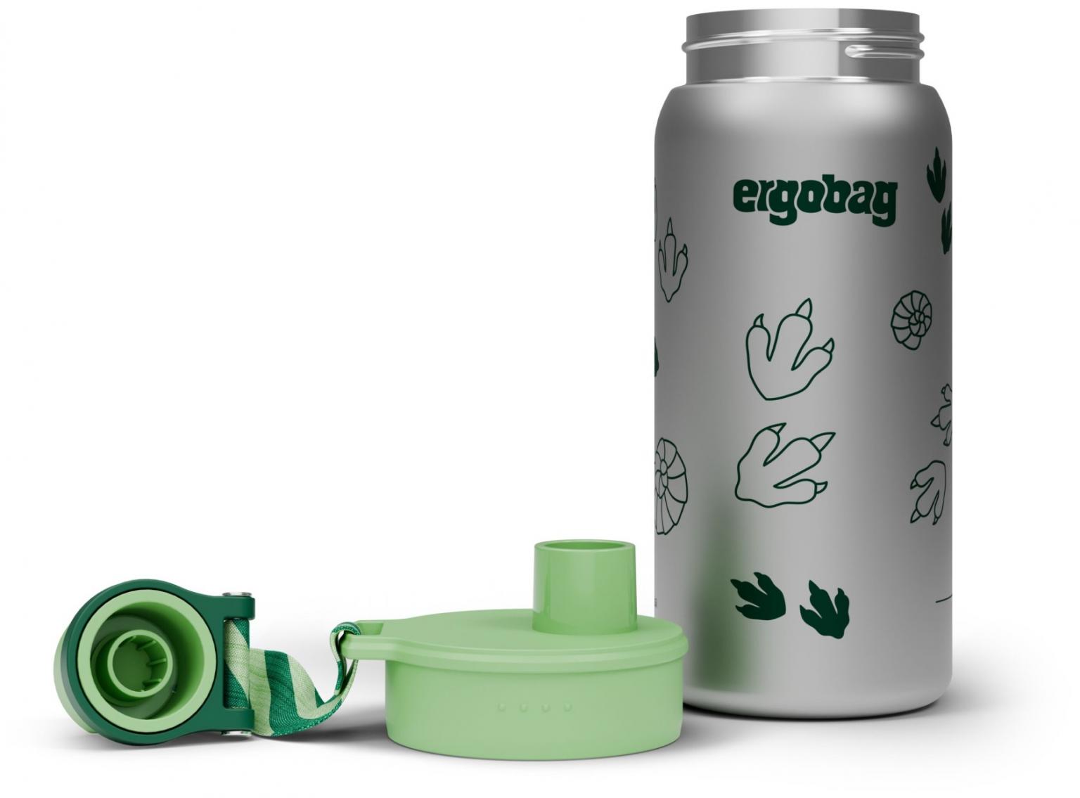 Ergobag Trinkflasche Metall isolierend Fossilien Dschungel grün