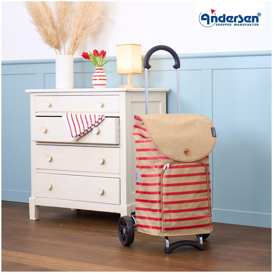 Eske Rot gestreift Rolleneinkaufstasche Andersen Scala Shopper Trolley