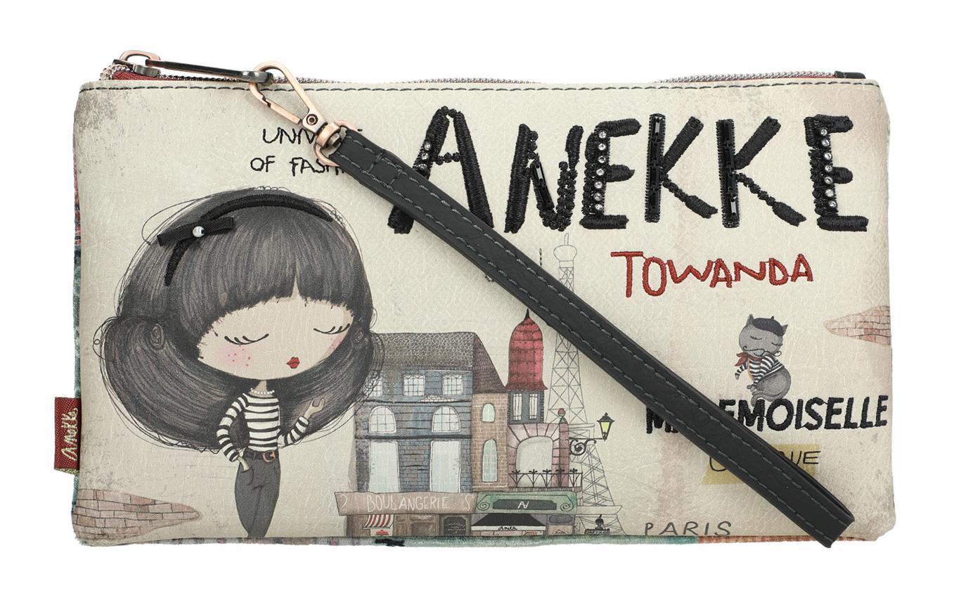 Etui Clutch Anekke Couture Eiffelturm Beige Katze Samtstoff