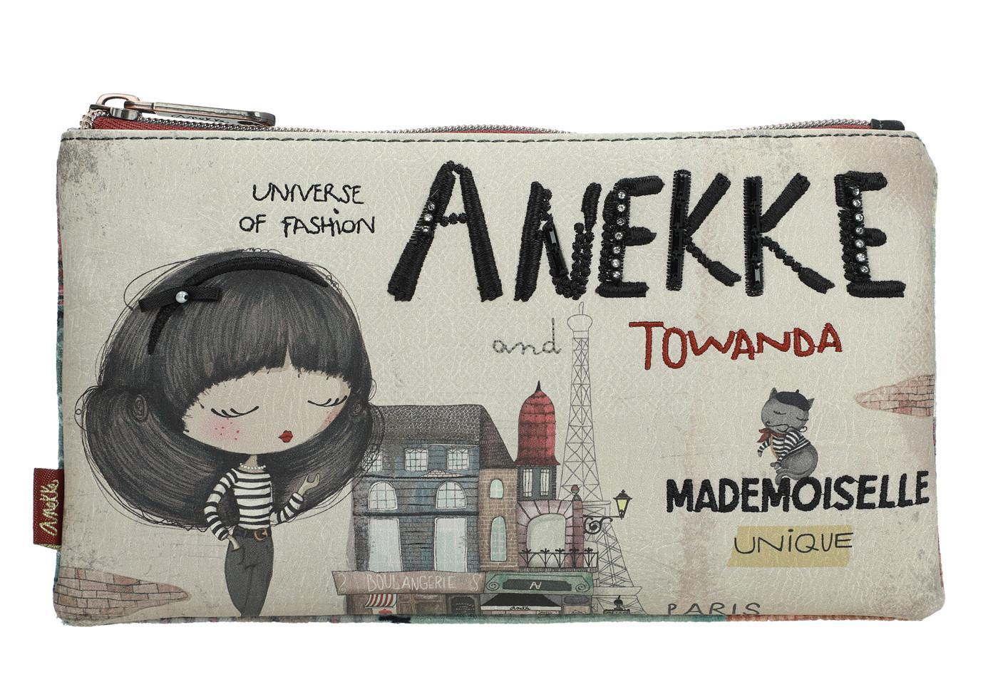 Etui Clutch Anekke Couture Eiffelturm Beige Katze Samtstoff