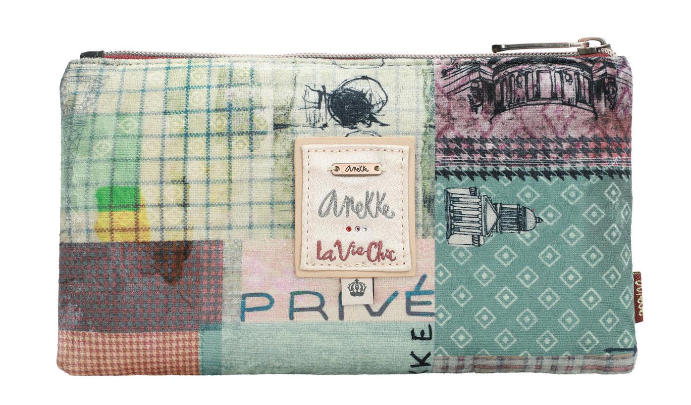 Etui Clutch Anekke Couture Eiffelturm Beige Katze Samtstoff
