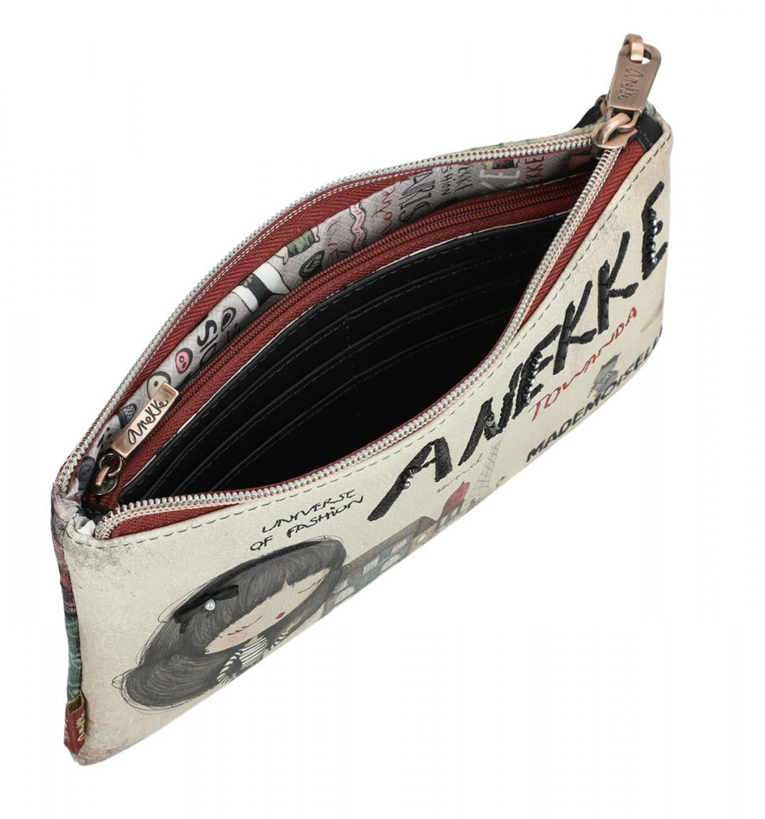 Etui Clutch Anekke Couture Eiffelturm Beige Katze Samtstoff