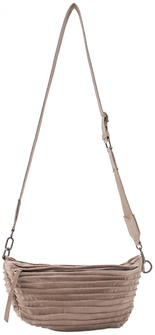 FREDsBRUDER Handtasche Leder halbrund Beltbag Riffel taupe stone