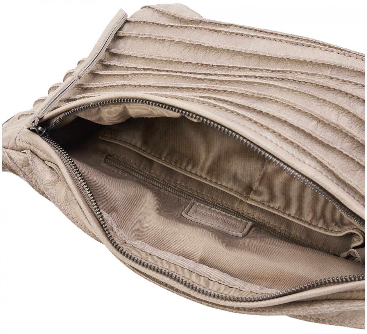 FREDsBRUDER Handtasche Leder halbrund Beltbag Riffel taupe stone