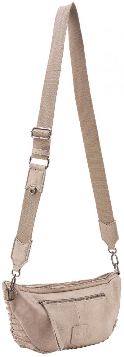 FREDsBRUDER Handtasche Leder halbrund Beltbag Riffel taupe stone