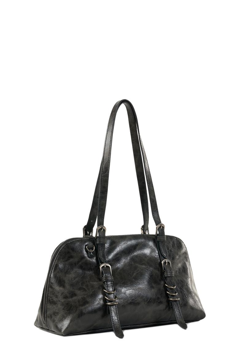 FREDsBRUDER Henkeltasche Ever Faded Big Black gekrinkeltes Leder