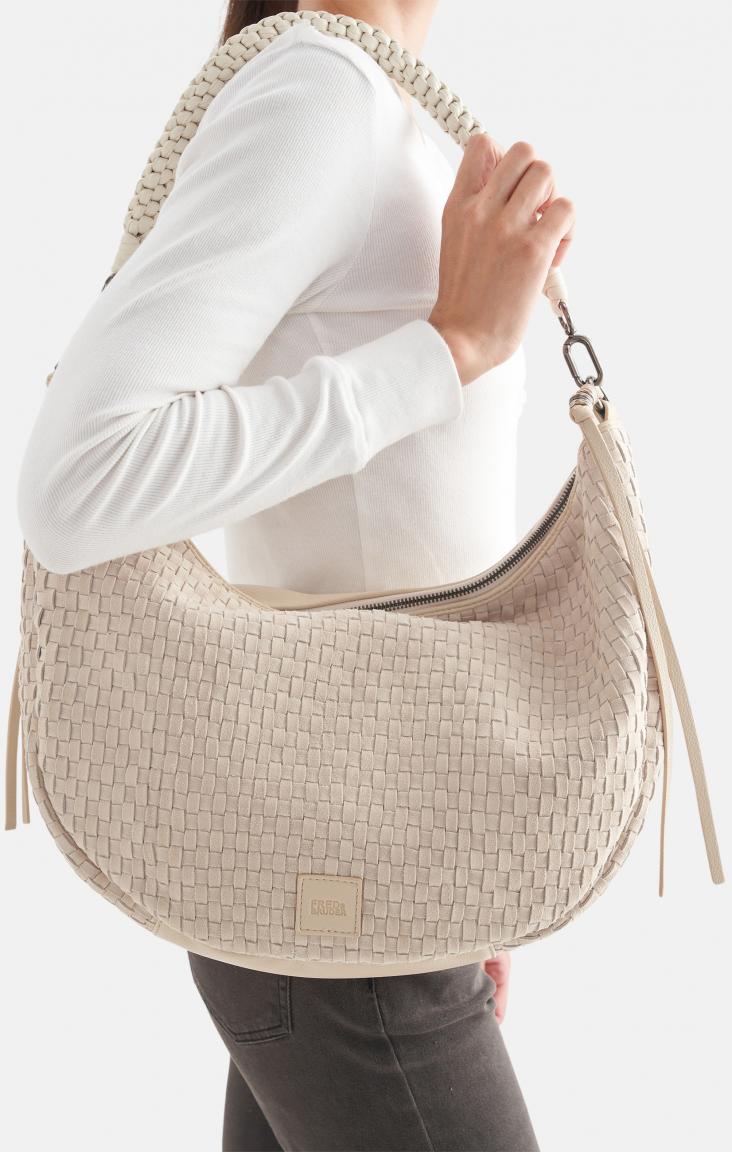 FREDsBRUDER Natural Flow Hobo Oat Milk knautschige Schultertasche hellbeige