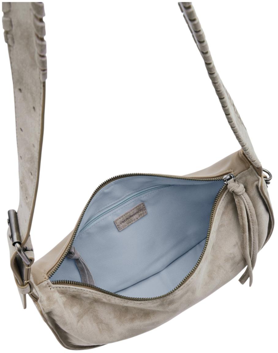 FREDsBRUDER Whipstitch Soul Hobo Beuteltasche Velours Taupe