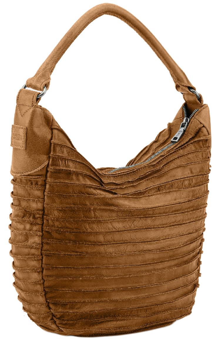 FREDsBRUDER geräumige Crossovertasche Riffeltier S Leder genarbt braun Desert