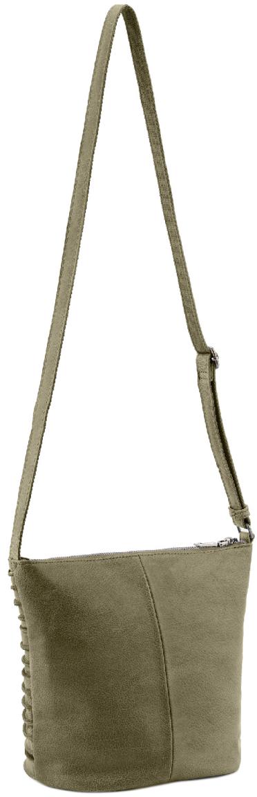 FREDsBRUDER mittelgroße Beuteltasche Riffelinchen olivengrün Leder