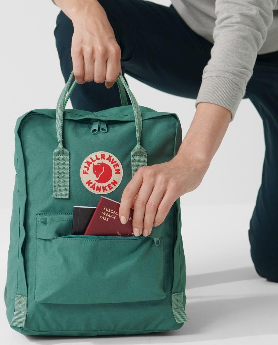 Fjällräven Kanken Alltagsrucksack Kantarell Senfgelb Sitzkissen Reflektor