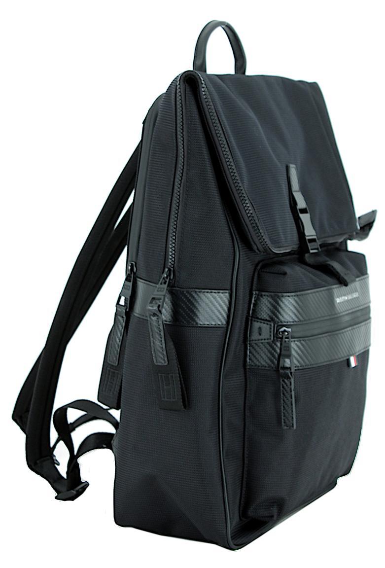 Flap Kurier Rucksack Tommy Hilfiger Elevated Nylon Backpack schwarz Kevlar