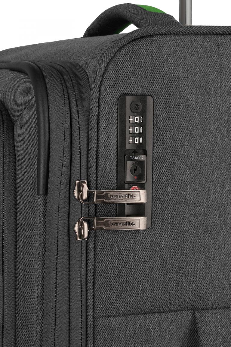 Flugkoffer anthrazit grün Travelite Madeira L 77cm 4-Rad-Trolley