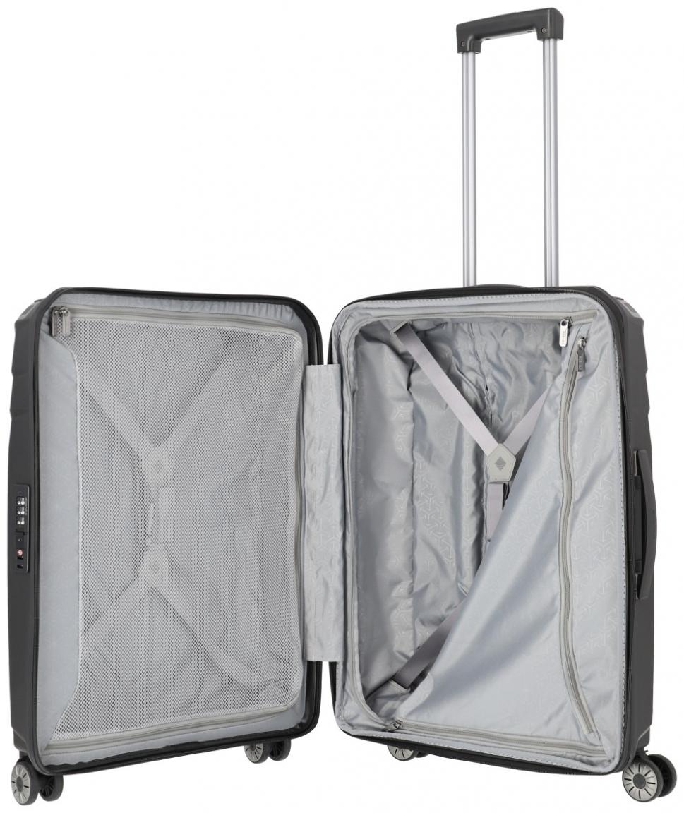 Flugkoffer mit Dehnfalte schwarz Elvaa 4w Trolley M 66cm Travelite