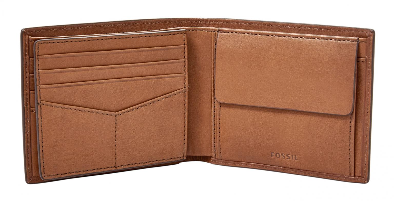 Fossil Axel Large RFID Protection Portmonee Braun Flugzeug