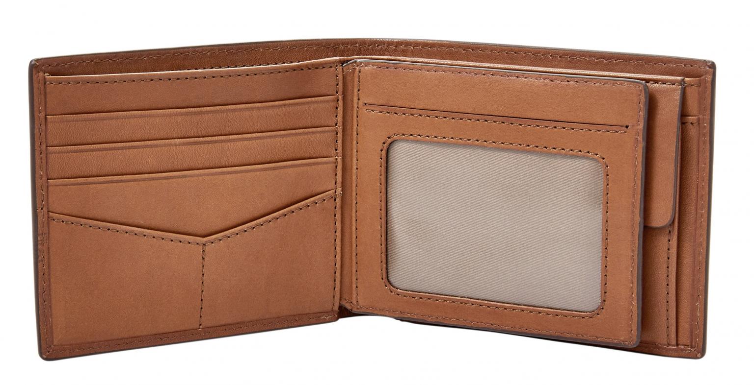 Fossil Axel Large RFID Protection Portmonee Braun Flugzeug