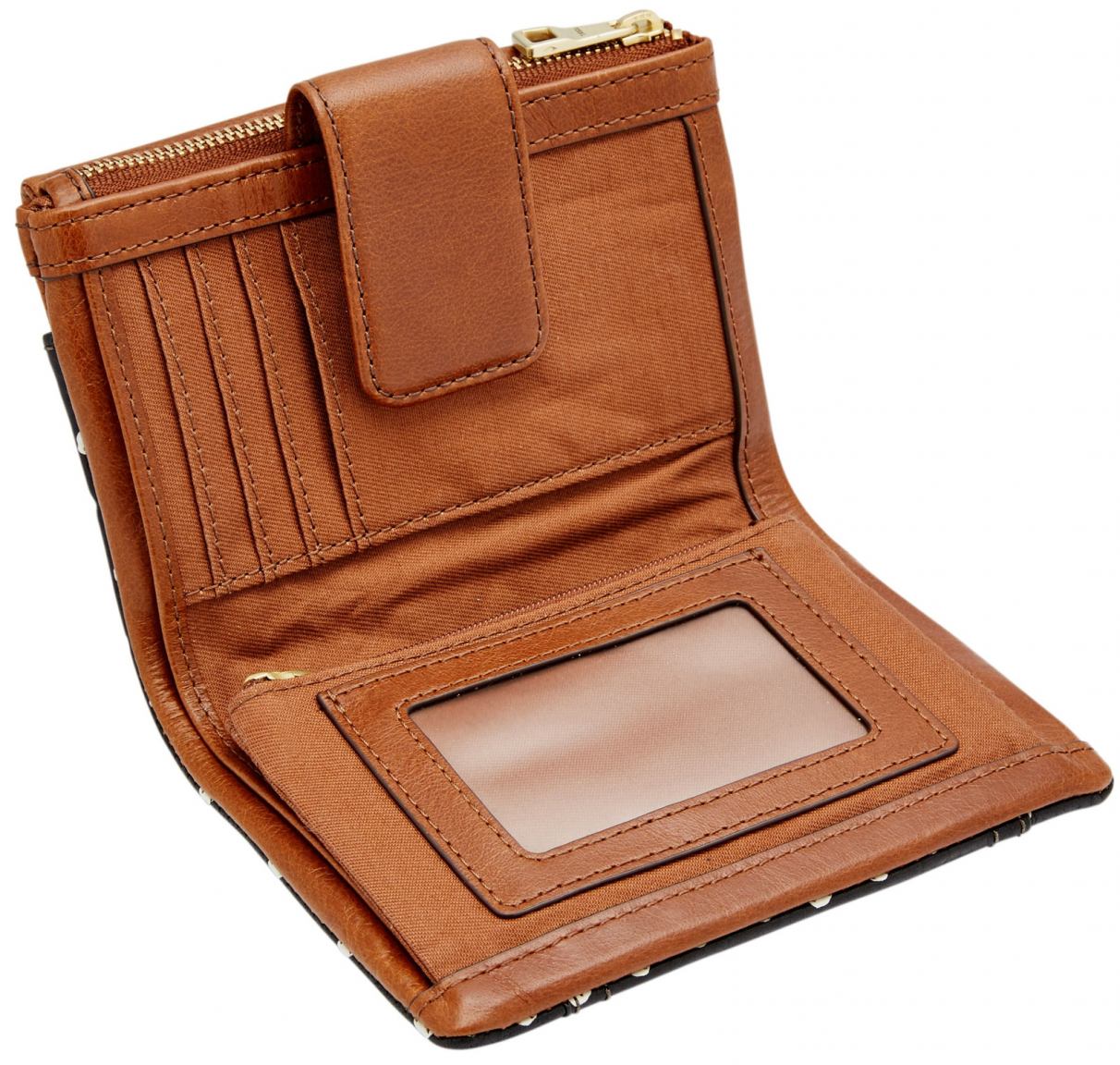 Fossil Damengeldbörse Ellis PRT Multifunktion Leder Getupft