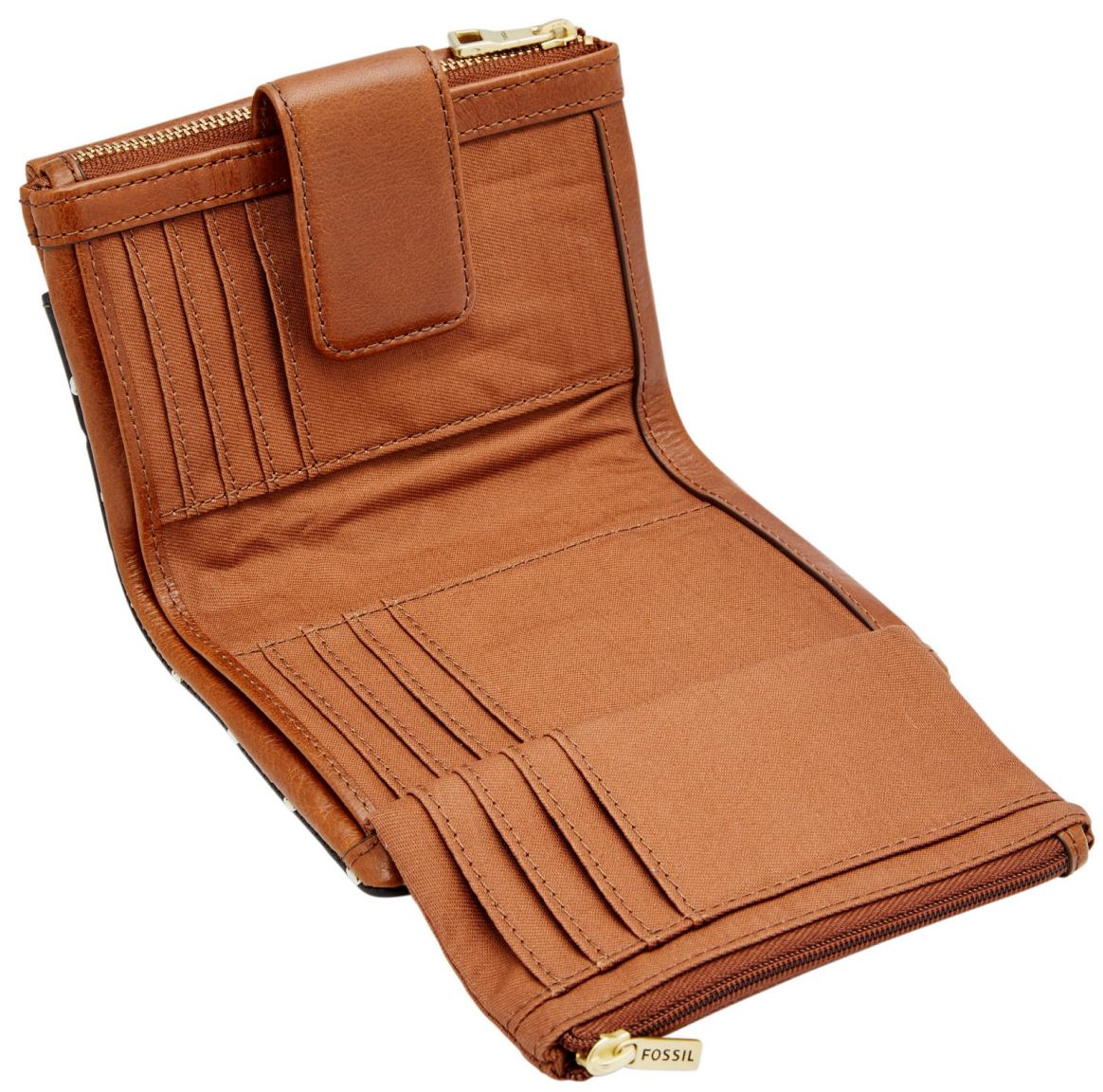 Fossil Damengeldbörse Ellis PRT Multifunktion Leder Getupft