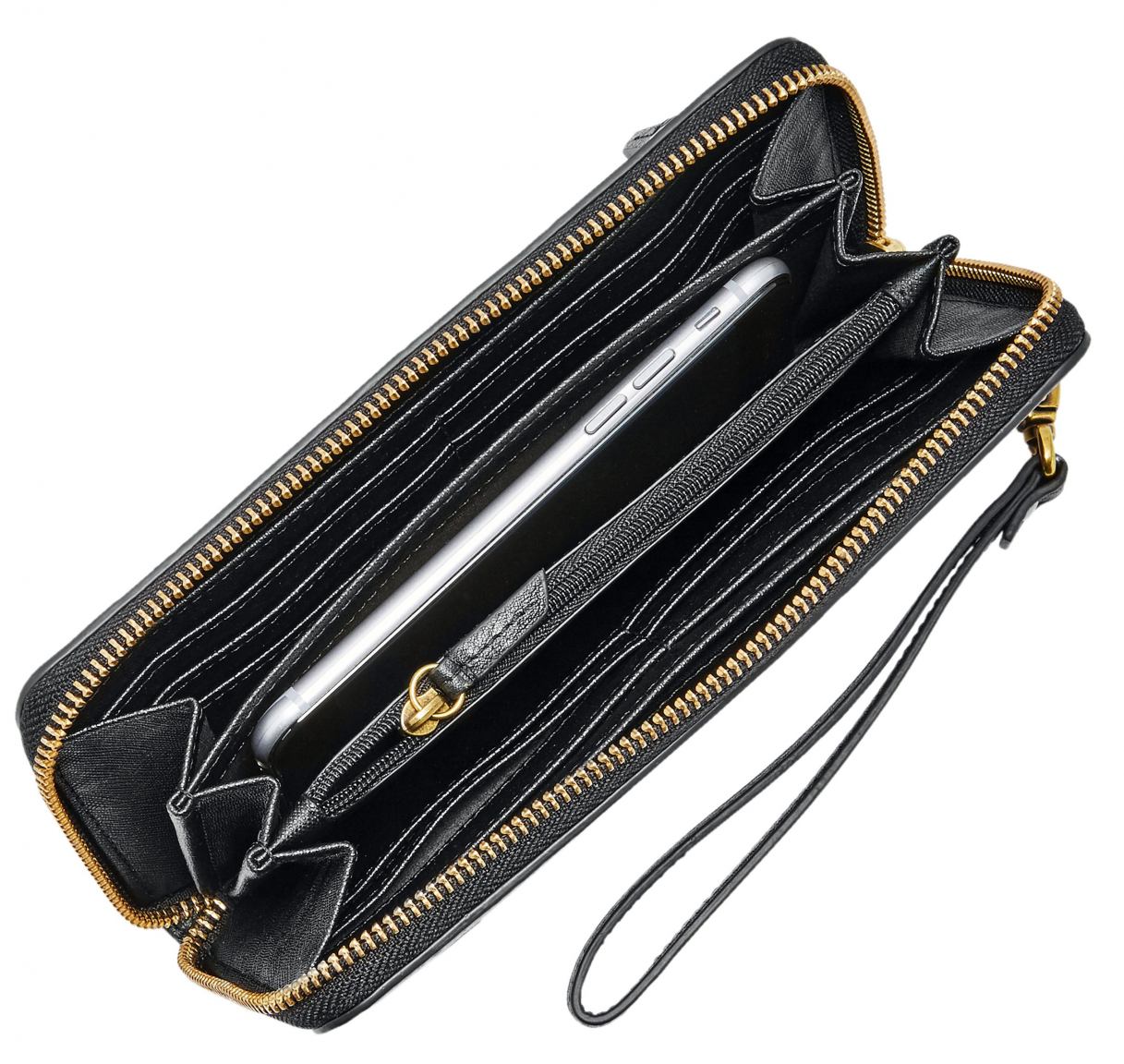 Fossil Emma L RFID Protection Damengeldbörse Alien Schwarz