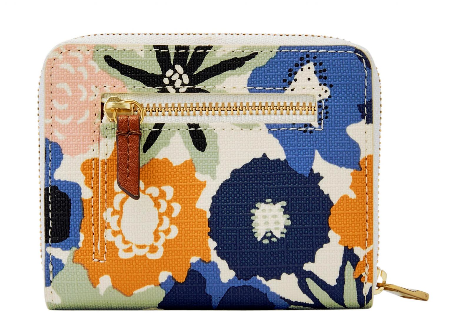 Fossil Emma Mini Multi Zip RFID Protection Börse Blumen