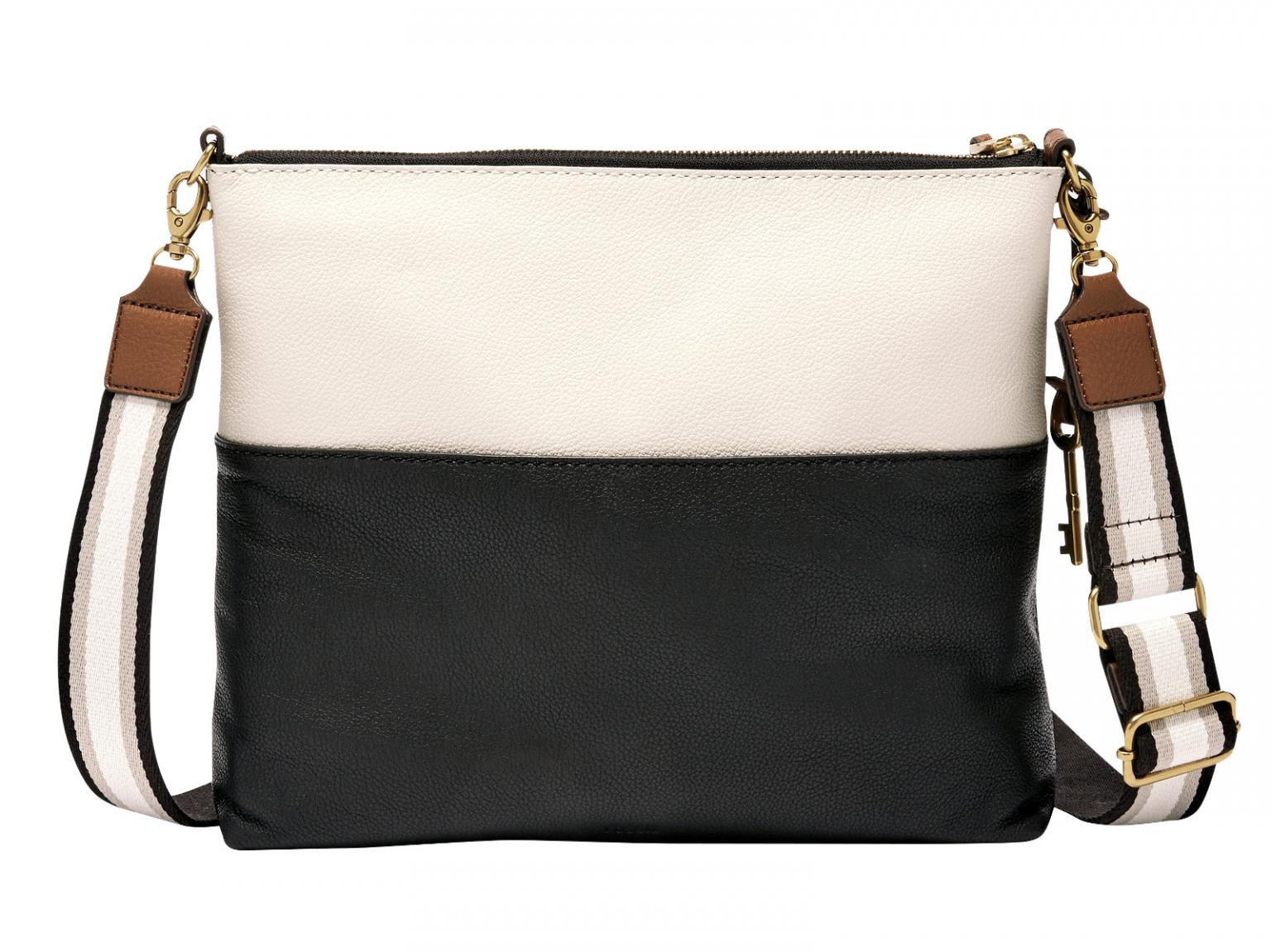 Fossil Fiona Large Umhängetasche Punkte Grey/White