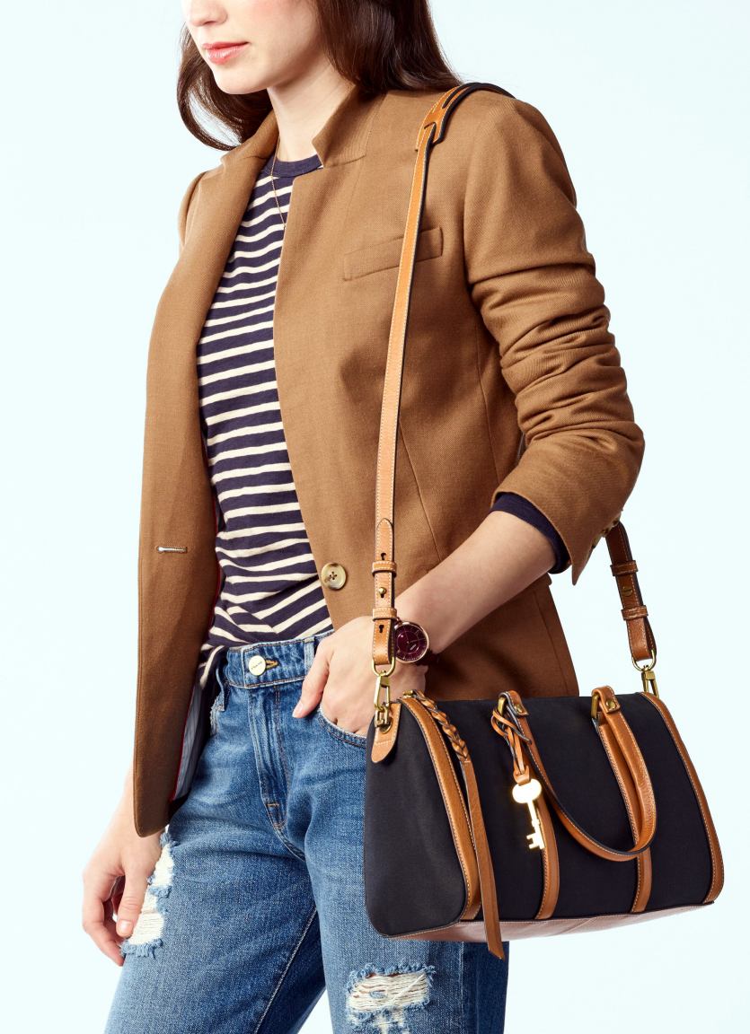 Fossil Henkeltasche Kendall Satchel gewoben Natural