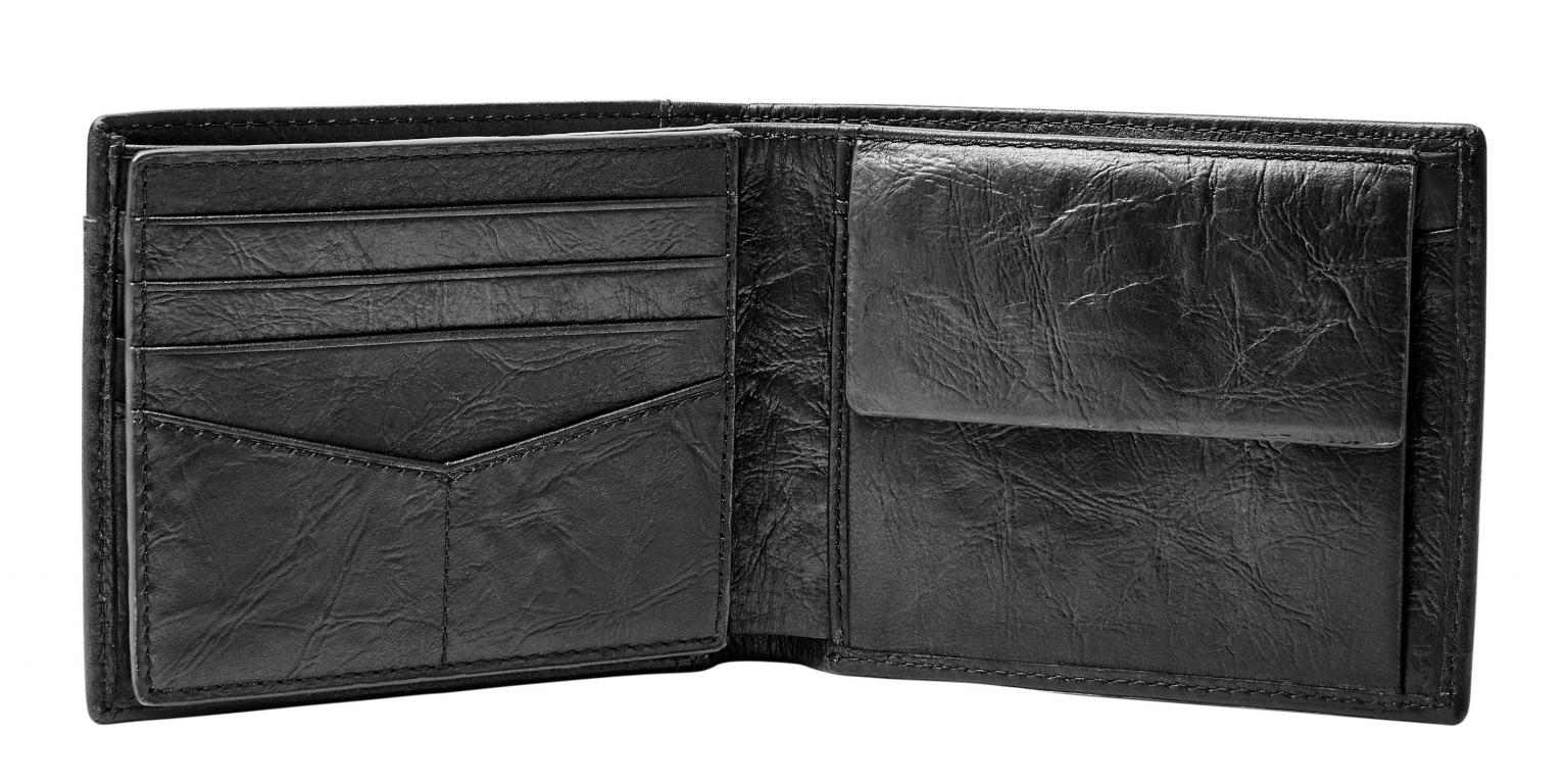 Fossil Neel Large Coin Lederbörse Herren Schwarz