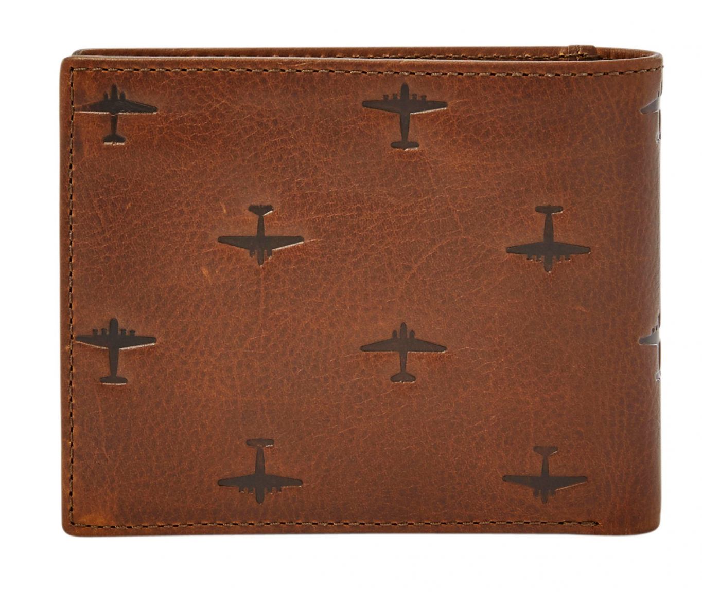 Fossil Pilot Large RFID Protection Geldtasche Flugzeug Braun