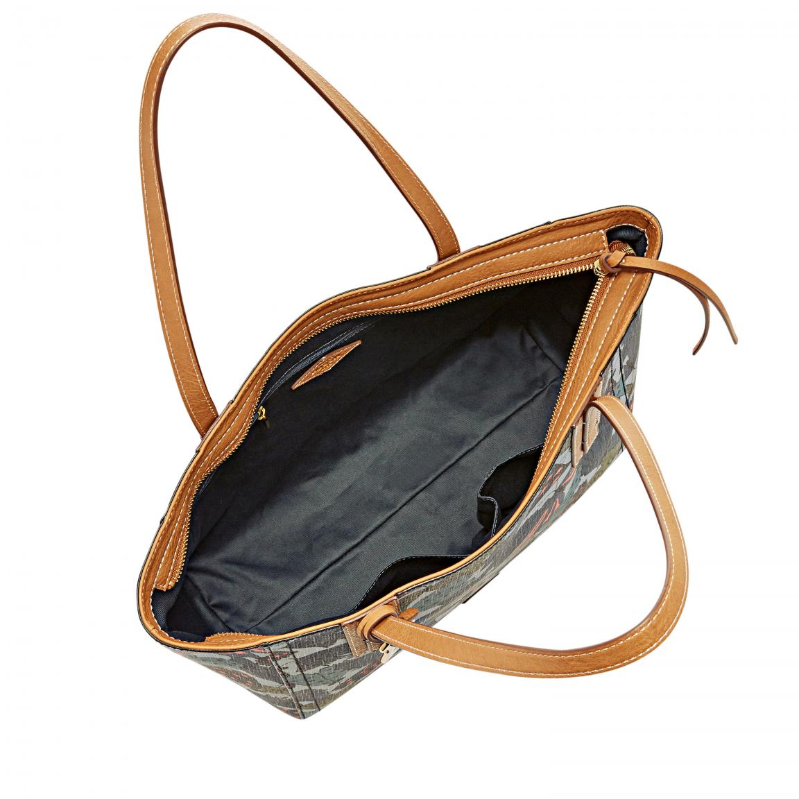 Fossil Schultertasche Emma Tote Grey Multi Schmetterlinge